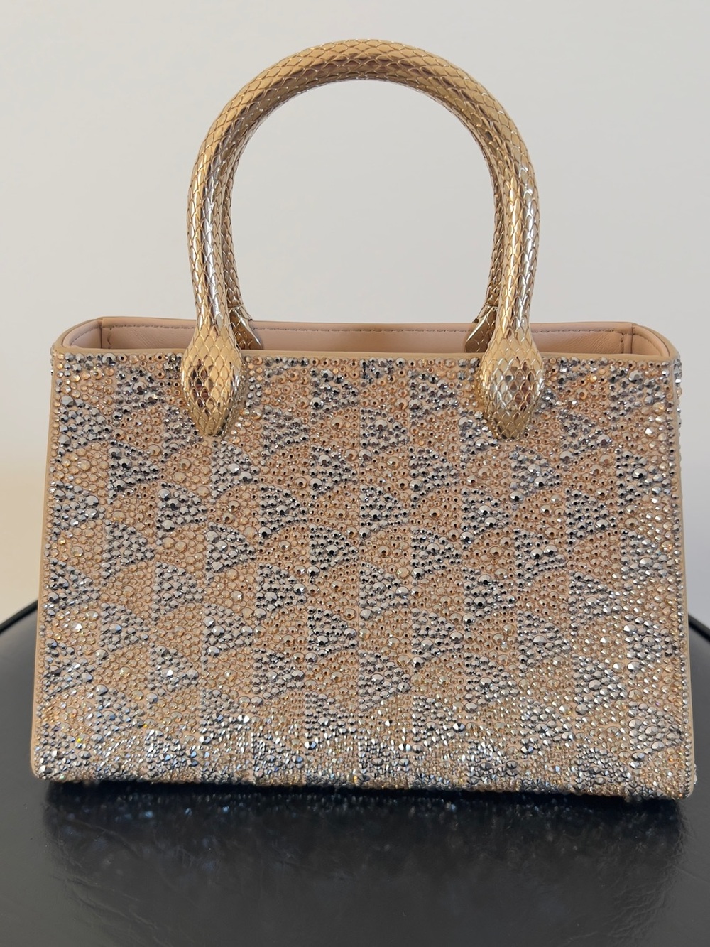 Bulgari Gold Crystal Mini Top-Handle Bag